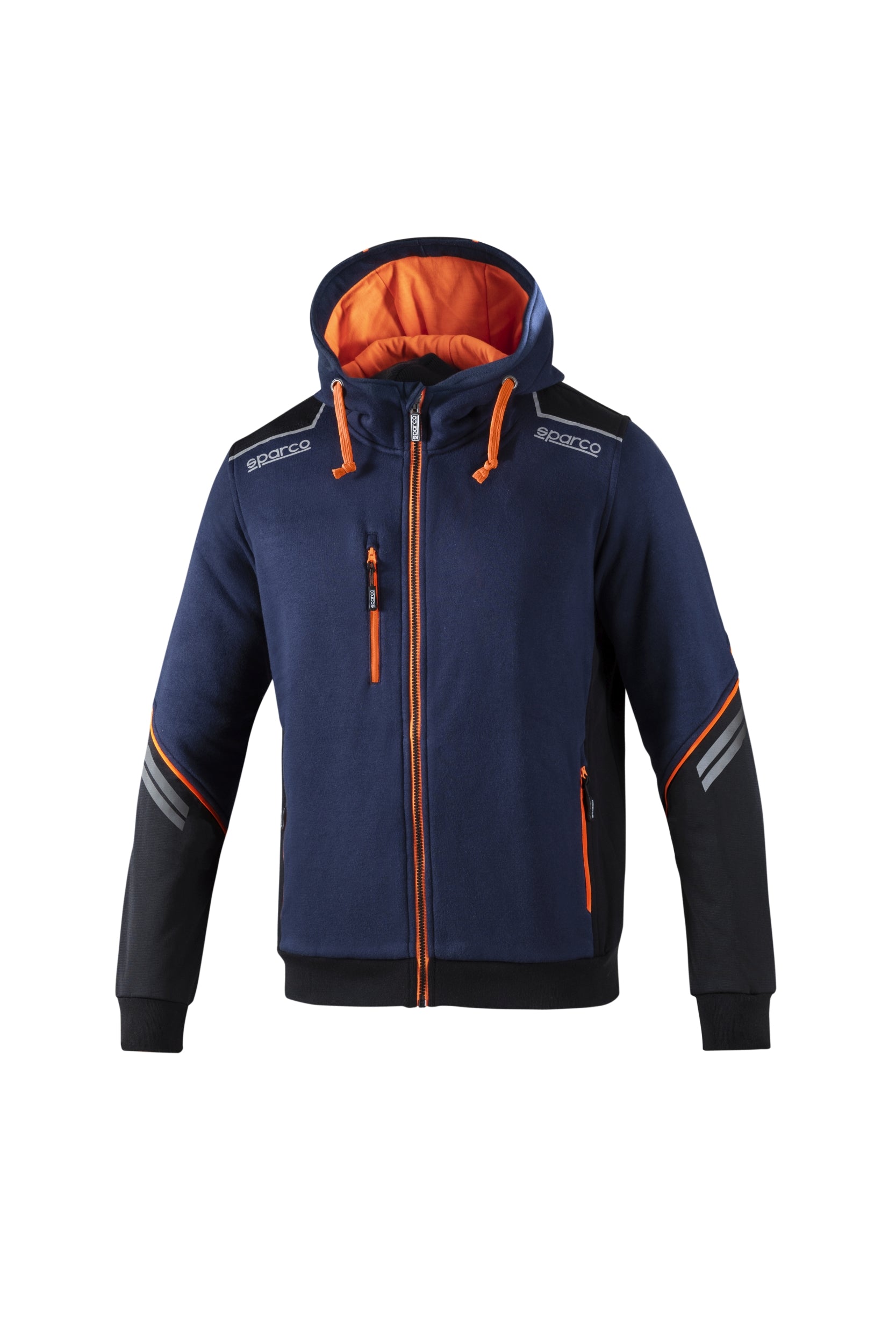 SPARCO 02414BMAF3L TECH Hooded Full Zip, navy blue/fluo orange, size L Photo-0