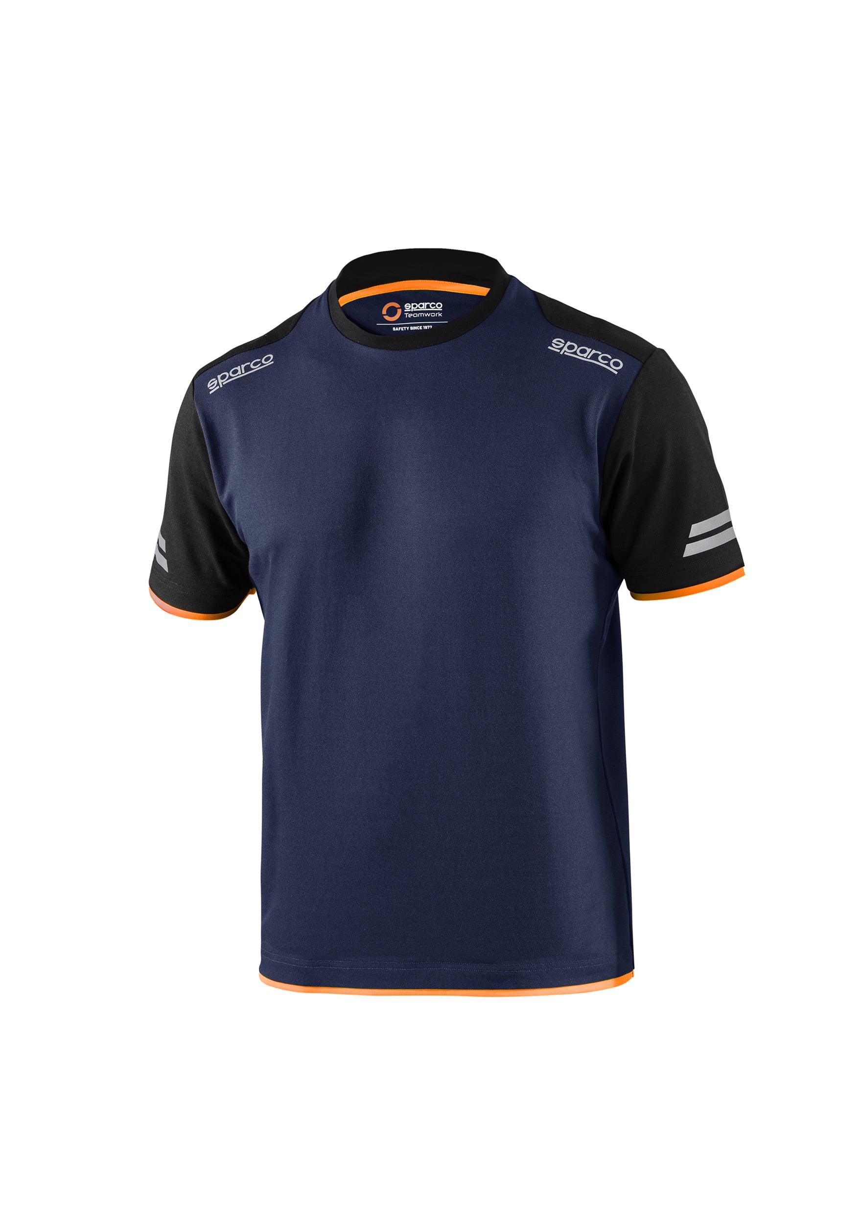 SPARCO 02416BMAF3L TECH T-shirt, navy blue/fluo orange, size L Photo-0