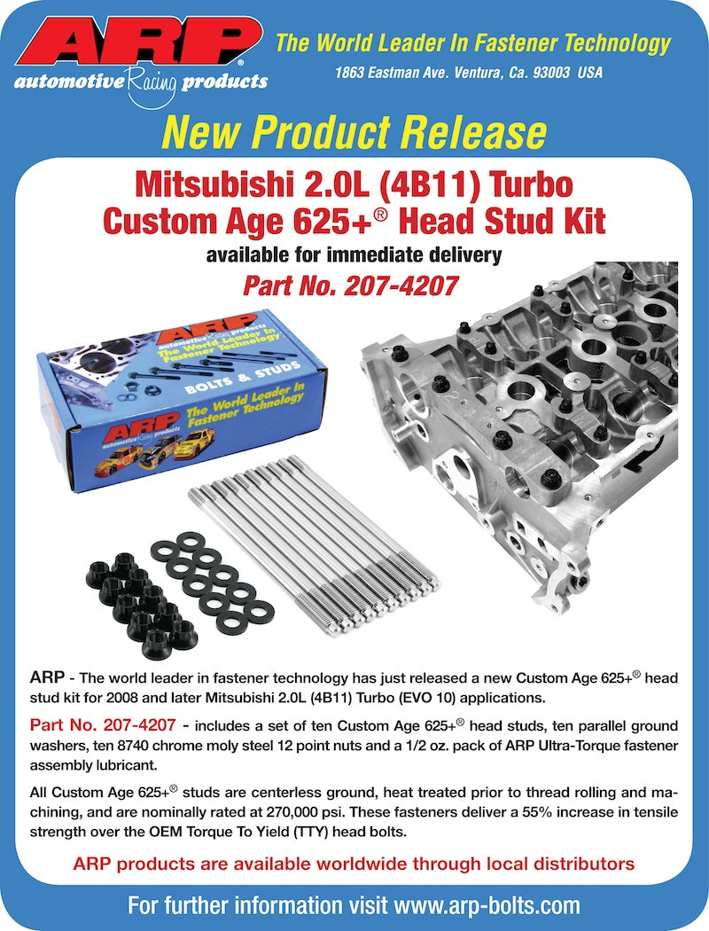 ARP 207-4207 Head Stud Kit for Mitsubishi 2.0L (4B11) Turbo 4-cylinder CA625+ Photo-2