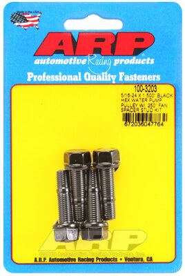 ARP 100-3203 Water Pump Pulley Stud Kit for 5/16-24 X 1.500?. 8740. black oxide. hex (fits 0.250? fan spacer) Photo-0