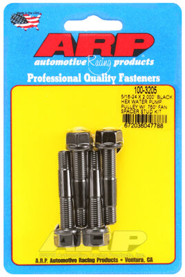 ARP 100-3205 Water Pump Pulley Stud Kit for 5/16-24 X 2.000?. 8740. black oxide. hex (fits 0.750? fan spacer) Photo-0