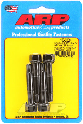 ARP 100-3206 Water Pump Pulley Stud Kit for 5/16-24 X 2.250?. 8740. black oxide. hex (fits 1.000? fan spacer) Photo-0