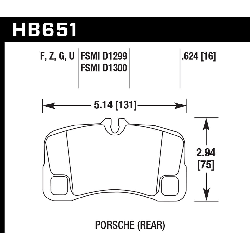 HAWK HB651U.624 Brake Pads DTC-70 Rear PORSCHE 911 996/997 GT2/GT3/TURBO Photo-2