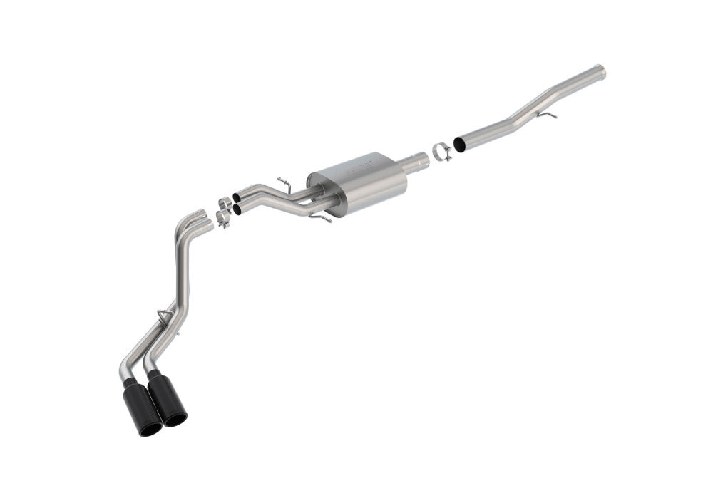 BORLA 140576BC Cat Back Exhaust System, Silverado / Sierra V8-6.2L, Ext. Cab Standard Bed (78.7") Crew Cab Short Bed (69.3") 143.5" WB, Tip №50, 2014-16, sound S-Type Photo-0