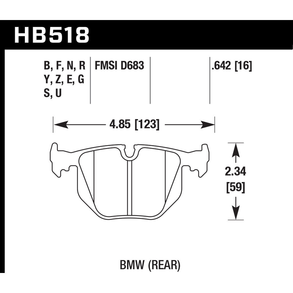 HAWK HB518U.642 Rear Brake Pads DTC-70 for BMW M3 (E46) 2001-2006 / Z4 M 2006- Photo-2