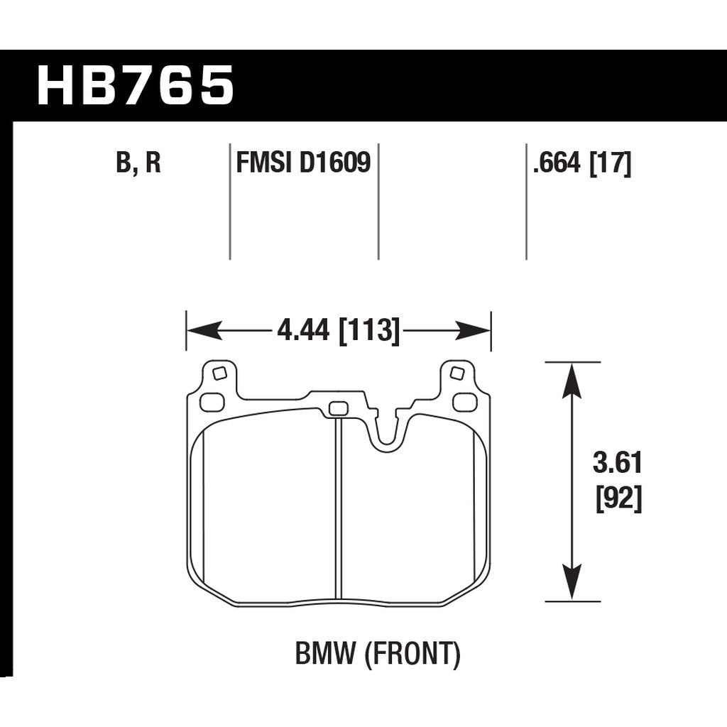 HAWK HB765B.664 HPS 5.0 Front Brake Pads for BMW M3 (F80) / M4 (F82/F83) (cast iron) Photo-2