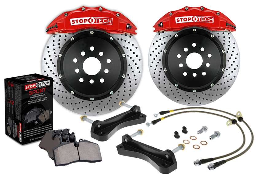 STOPTECH 83.137.6700.72 BBK 2PC ROTOR, FRONT DRILLED 355X32/ST60 RED BMW M3 E46 Photo-0