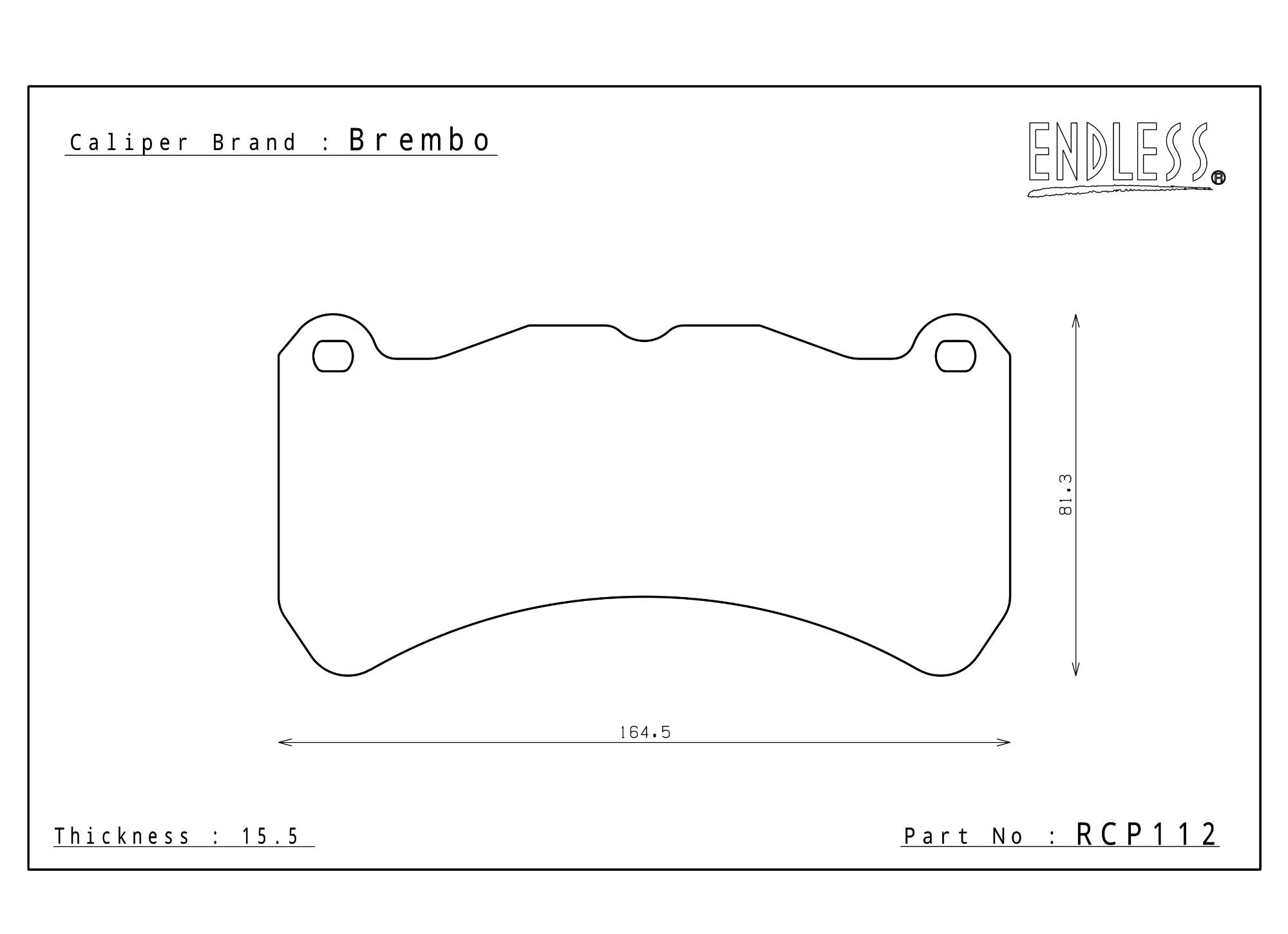 ENDLESS RCP112ES88G Brake pads 15,5mm SUBARU GDB RA-R Brembo caliper Photo-0