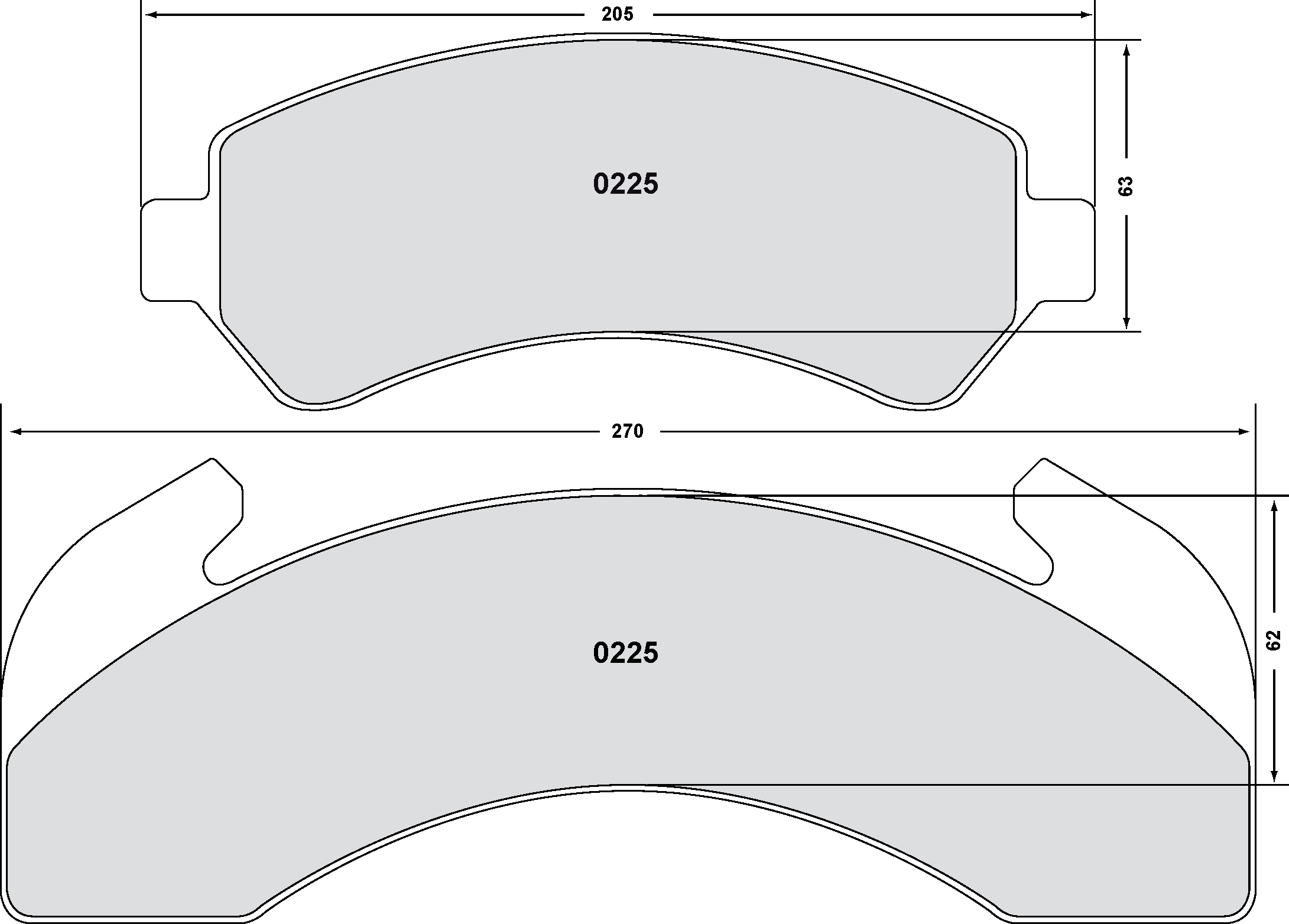 PFC 0225.22 Brake Pads for Freightliner FL50 / FL60 / FL70 1995-200 (Z-Rated Compound) Photo-0