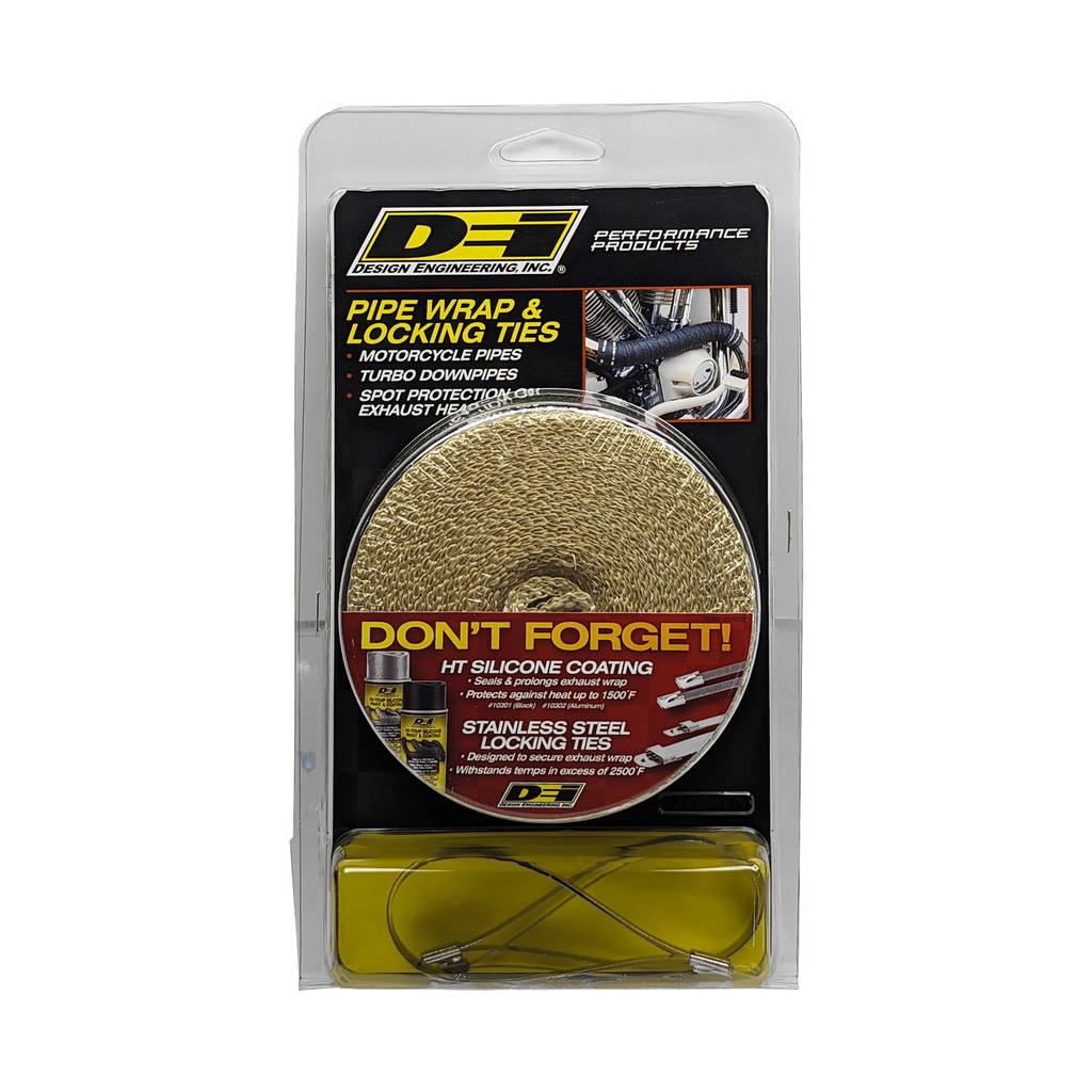 DEI 010122 Exhaust Wrap Kit Pipe Wrap & Locking Tie Tan Photo-1