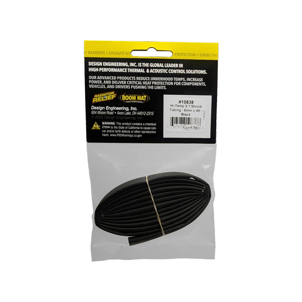 DEI 010838 Hi-Temp Shrink Tube 6mm x 4ft Black Photo-2