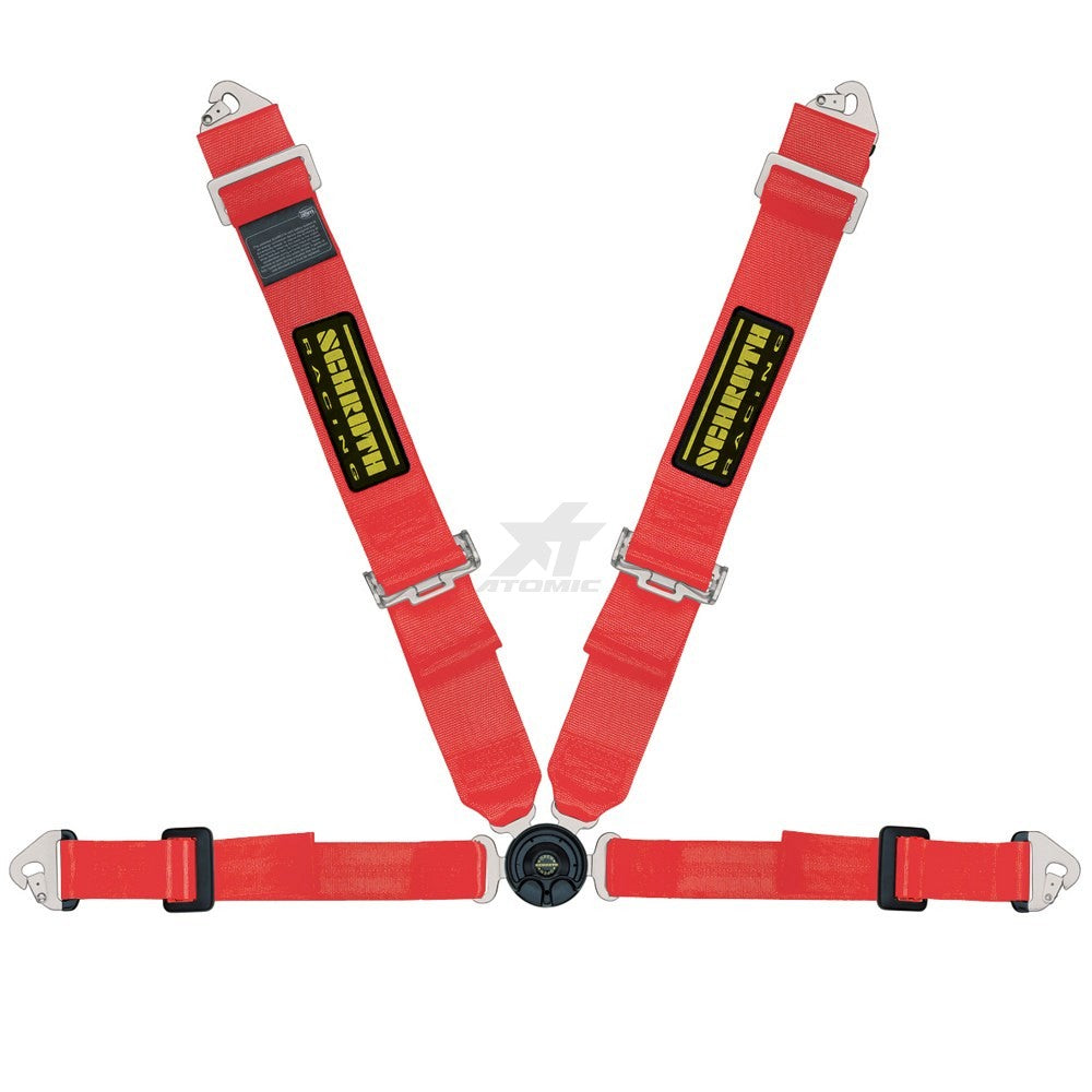 SCHROTH 91132-2 Seat belt 4-point right CLUBMAN II with asm (red) 50mm (2\") Pull Up Photo-0