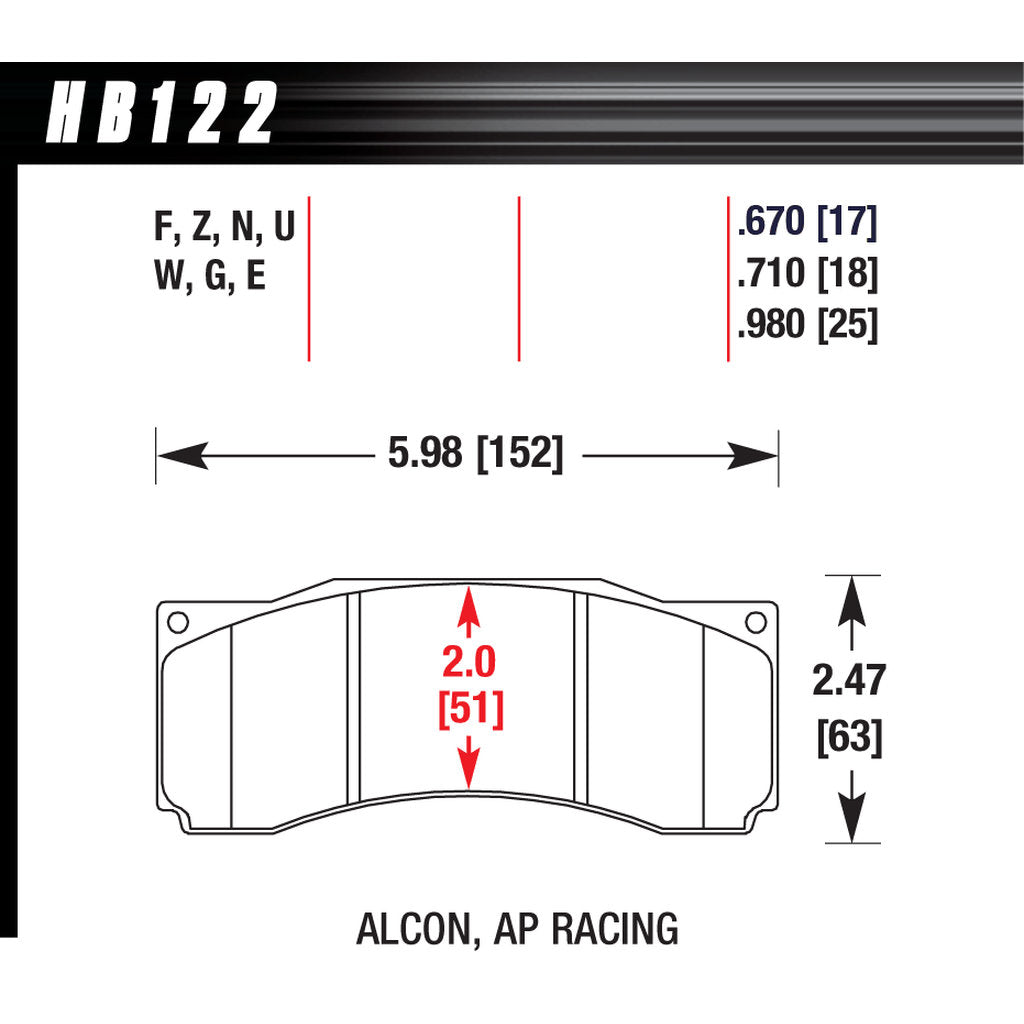 HAWK HB122U.710 Brake Pads DTC-70 ALCON/AP RACING CP5555/STOPTECH ST60 Photo-2