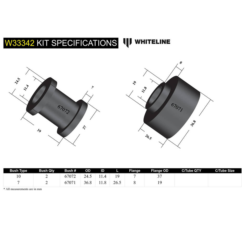 WHITELINE W33342 Rear Shock Absorber - Upper Bushing Kit for Toyota Prado 120 Series/4Runner GRN210 Photo-4
