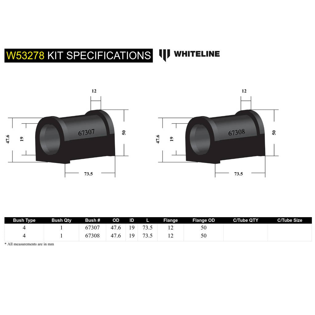 WHITELINE W53278 Front Lower Control Arm - Inner Rear Bushing Single Offset Kit for Nissan Elgrand E50/Pathfinder R50 Photo-4