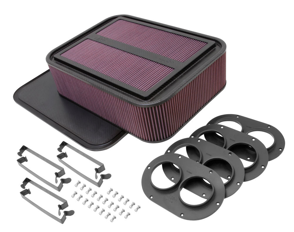 K&N 100-8593 Custom Racing Assembly GEN 2; CARBON FIBER, 4" AIR BOX LGE W/2.75" AIR HORN Photo-0