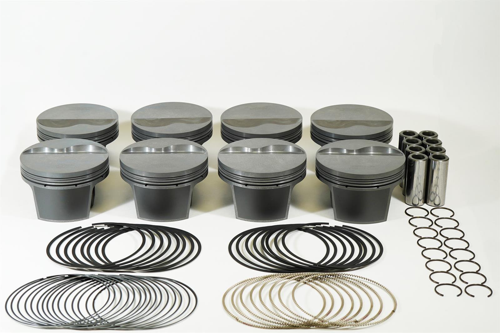 MAHLE 197816355T Piston Kit Flat Top (367cid 4.155 x 1.625CH, 3.385stroke, 6.000rod, 0.984pin, -10.1cc, 521g, 9.5CR, 4032) for OLDSMOBILE Small Block Photo-0