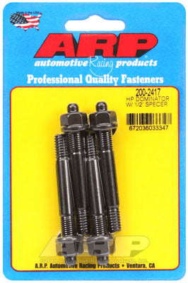 ARP 200-2417 Carburetor Stud Kit HP Dominator. w/ 1/2" spacer. 8740. hex Photo-0