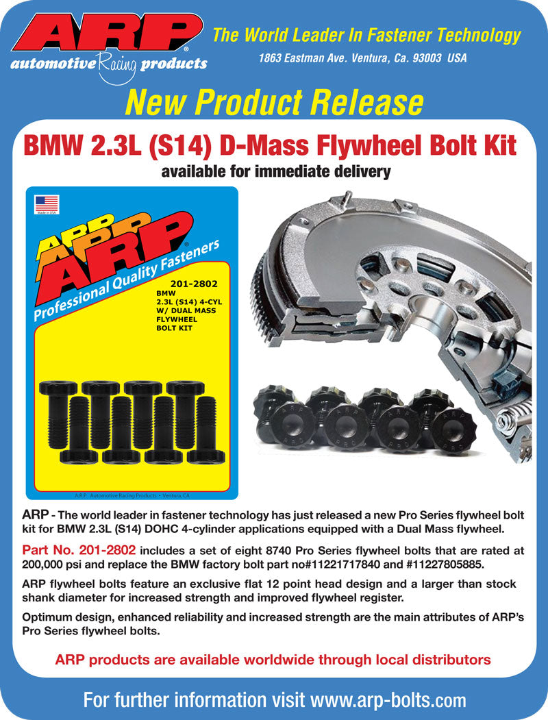 ARP 201-2802 Flywheel Bolt Kit for BMW 2.3L (S14). 28mm UHL. 8 pieces Photo-1