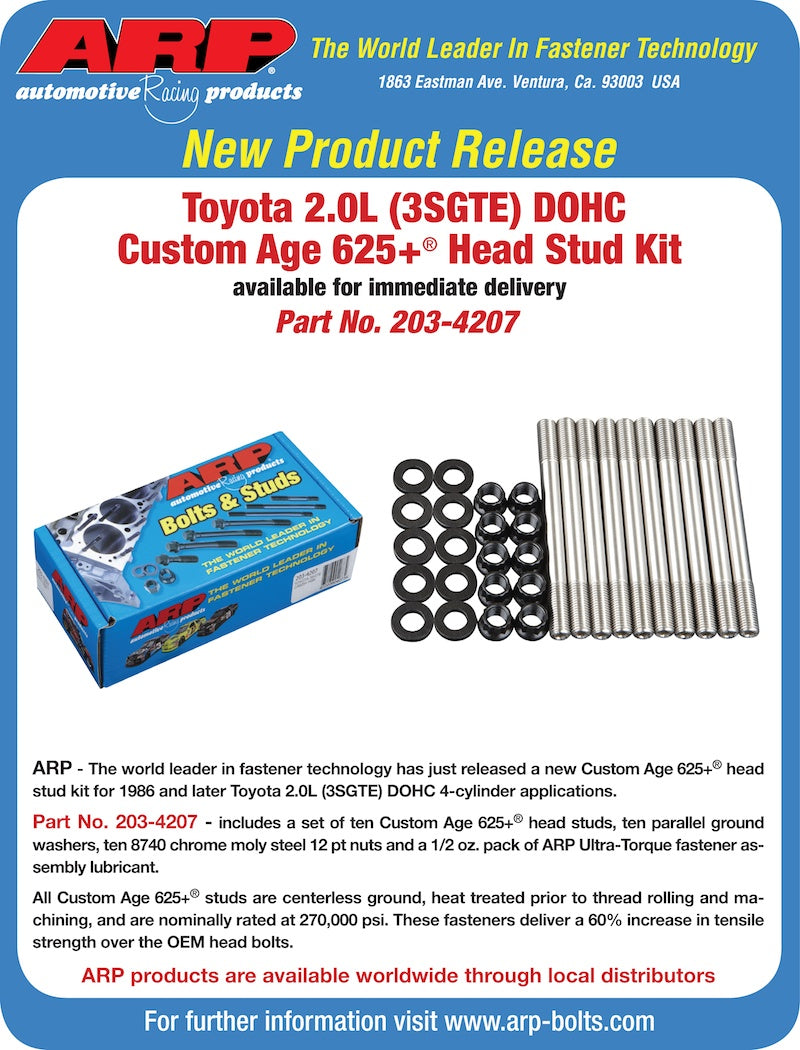 ARP 203-4207 Head Stud Kit for TOYOTA 3SGTE custom age 625+ Photo-1
