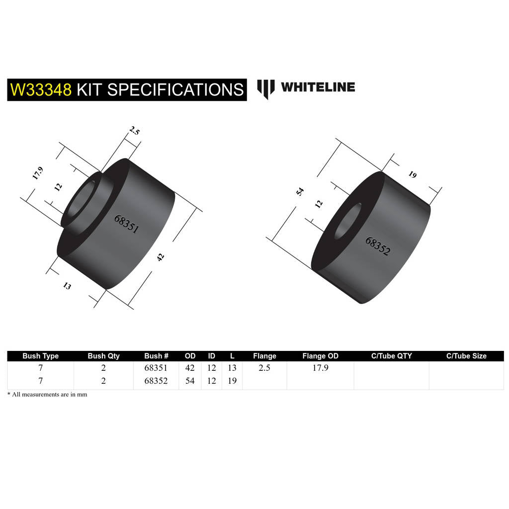 WHITELINE W33348 Front Shock Absorber - Upper Bushing Kit for Toyota FJ Cruiser, HiLux, Prado/Foton Tunland Photo-4