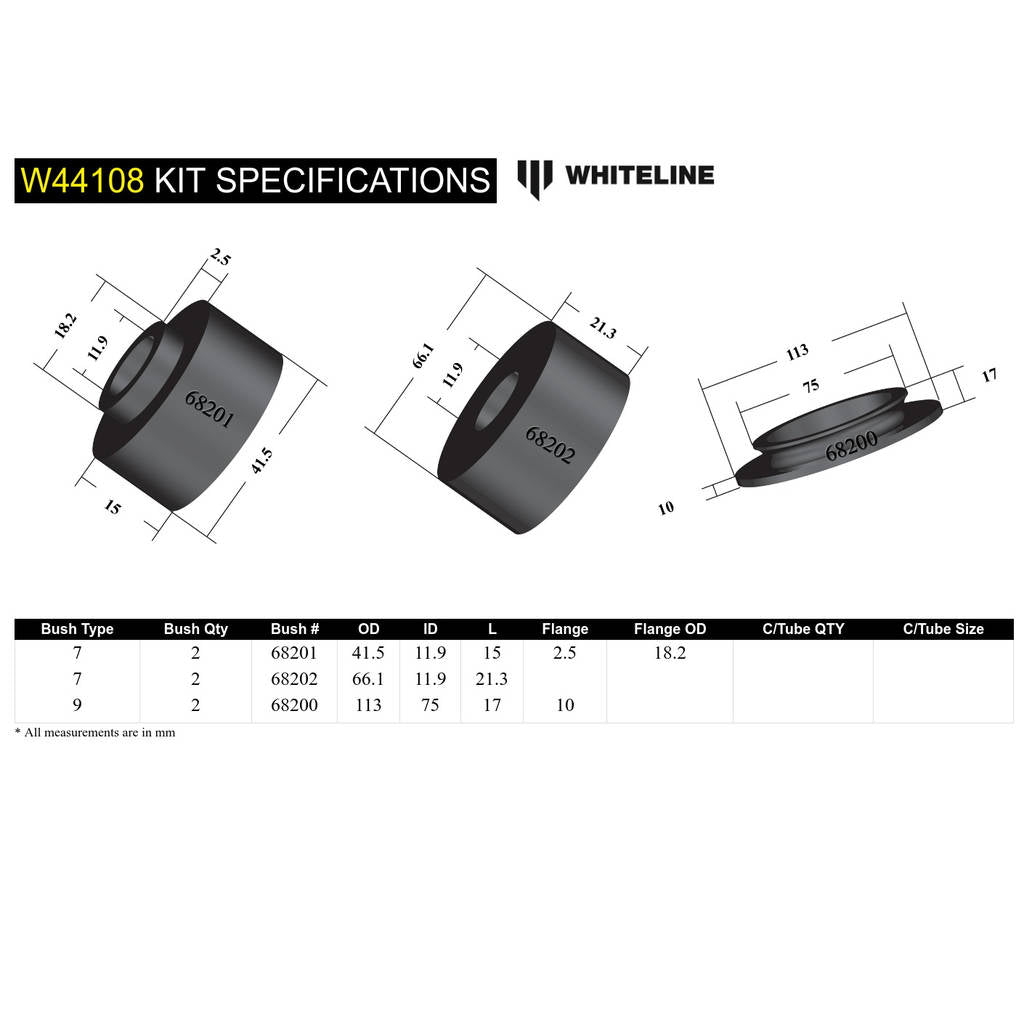 WHITELINE W44108 Front Strut Mount - Bushing Kit for Holden Colorado, Isuzu D-Max/LDV T60 Photo-4