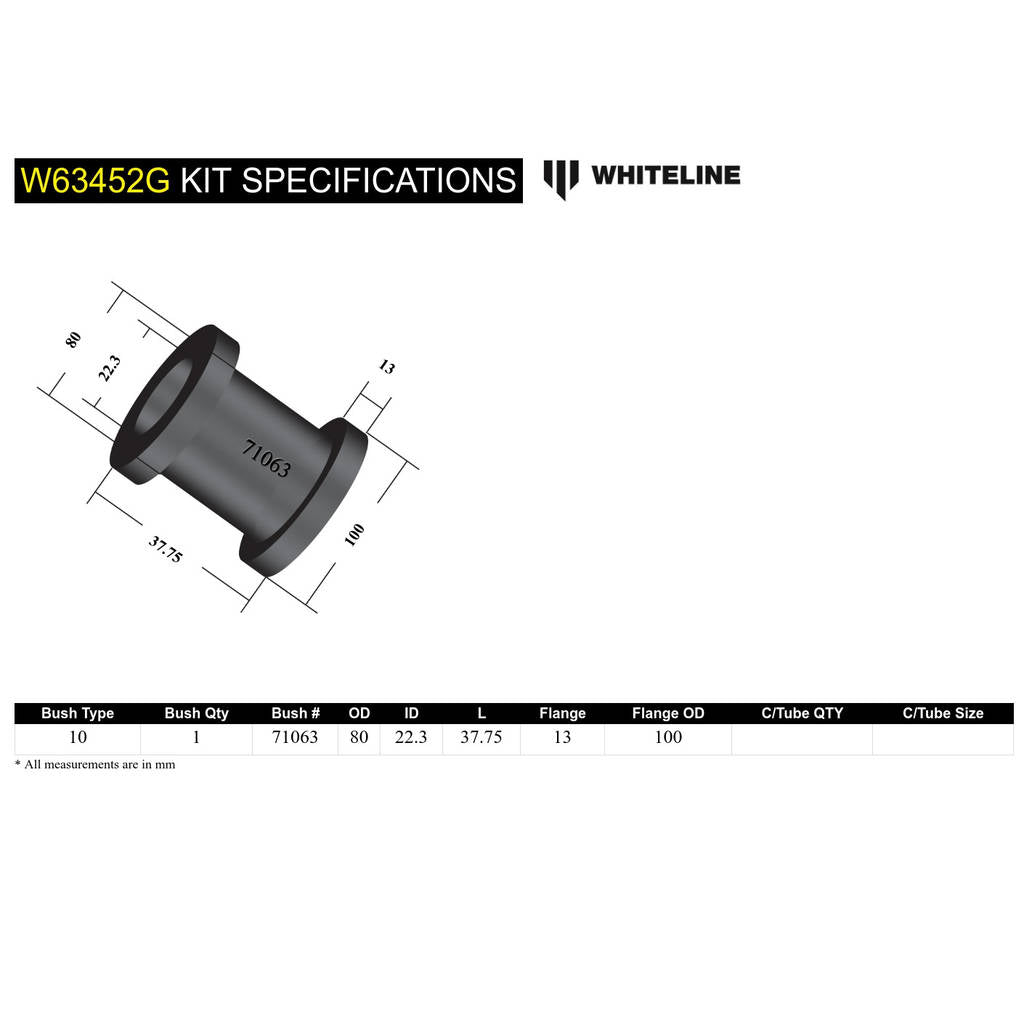 WHITELINE W63452G Trailing Arm Center Pivot Bushing Photo-4