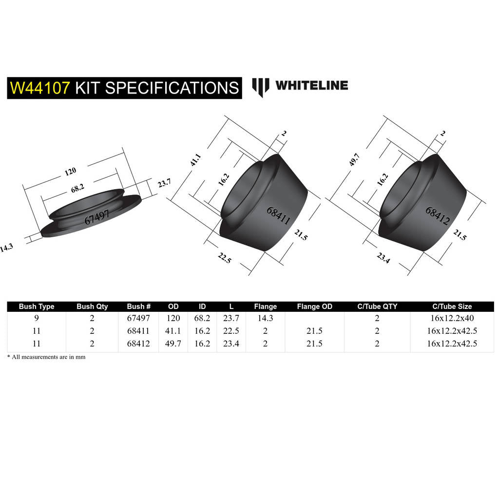 WHITELINE W44107 Front Strut Mount - Bushing Kit for Nissan Navara D40, D23/Pathfinder R51 Photo-4