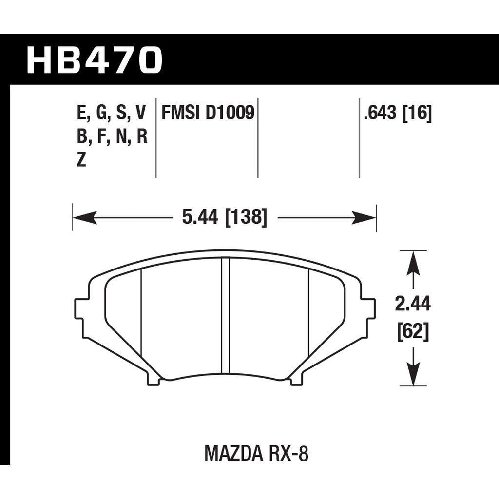 HAWK HB470B.643 Brake Pads HPS 5.0 Front MAZDA RX-8 2004-2011 Photo-2