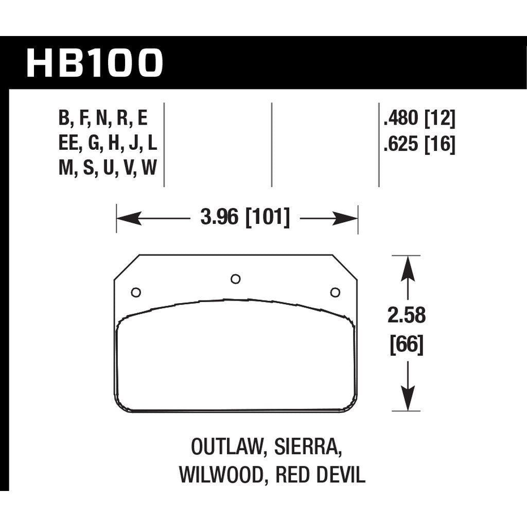 HAWK HB100W.480 Brake Pads DTC-30 (12 mm) Photo-2