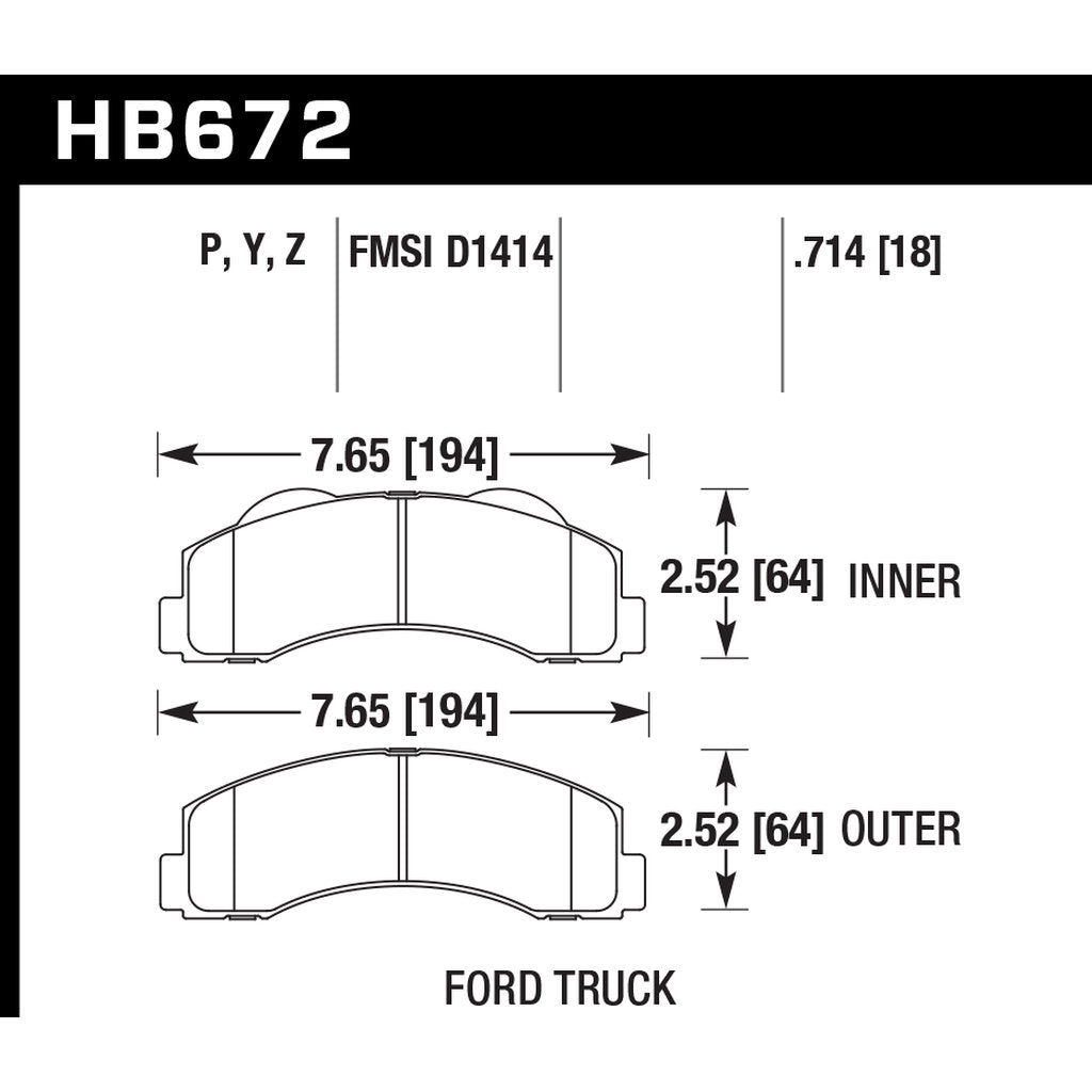 HAWK HB672P.714 Brake Pads Super Duty Front FORD F-150 Raptor 2017+ Photo-2
