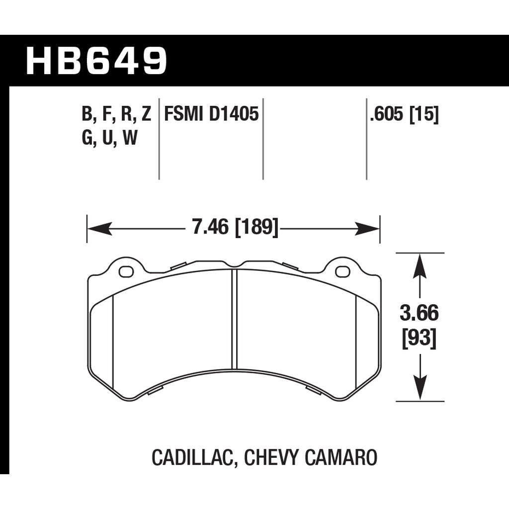 HAWK HB649Z.605 Brake Pads Perf. Ceramic Front CHEVROLET Camaro 6.2/Grand Cherokee (WK2) SRT8/CADILLAC CTS Photo-2