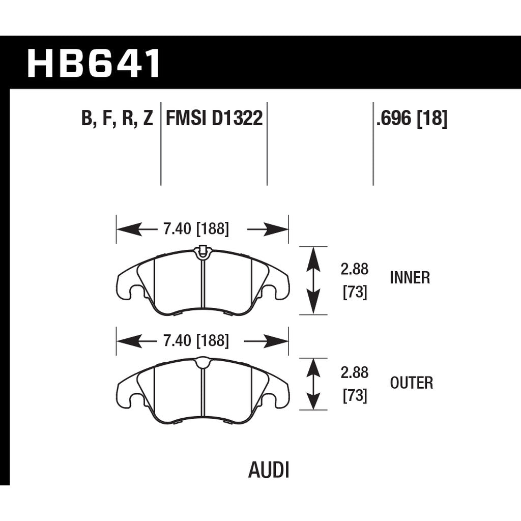 HAWK HB641Z.696 Brake Pads Perf. Ceramic Front AUDI A4/A5/A6 Quattro/S4/S5 Premium Plus Photo-2