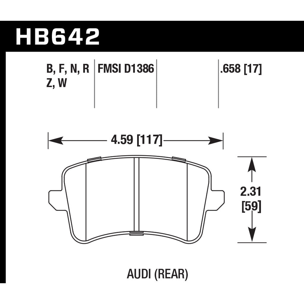 HAWK HB642F.658 Brake Pads HPS Rear AUDI A4/A5/A6 Quattro/S4/S5 Premium Plus Photo-2