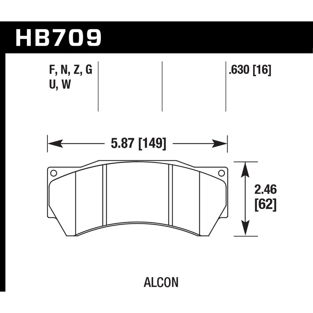 HAWK HB709F.630 Brake Pads HPS Alcon Mono6 (model 4497) Photo-2