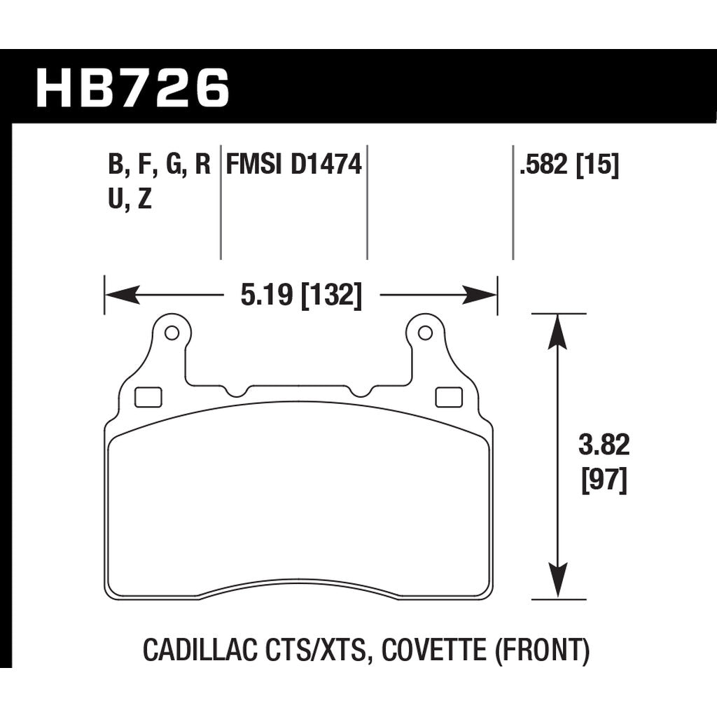 HAWK HB726B.582 Brake Pads HPS 5.0 Front CHEVROLET Camaro SS 2010-2018 Photo-2