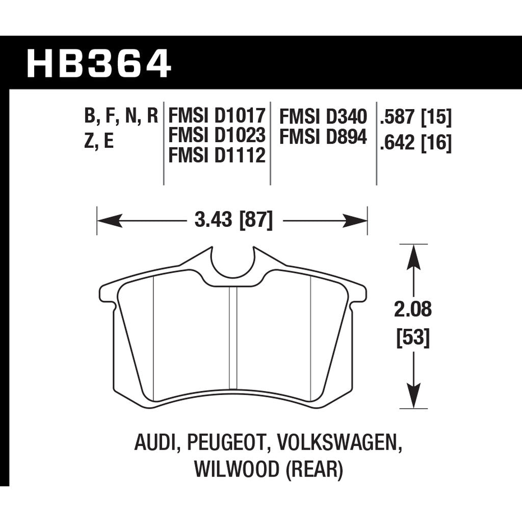 HAWK HB364B.642 Rear brake pads VW Golf GTI 1.8T/AUDI TT, S8 2002-205 Photo-2