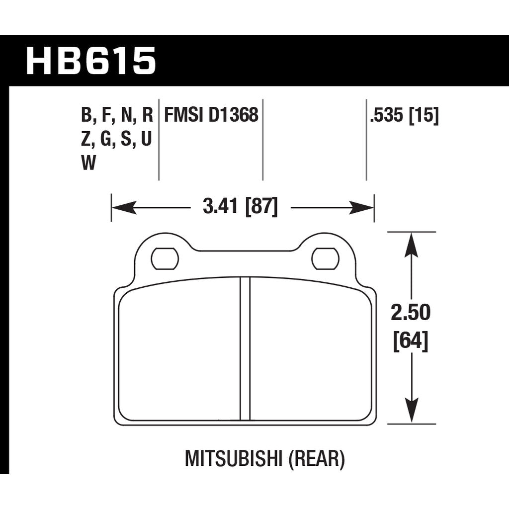 HAWK HB615B.535 Brake Pads HPS 5.0 Rear MITSUBISHI EVO X Photo-2