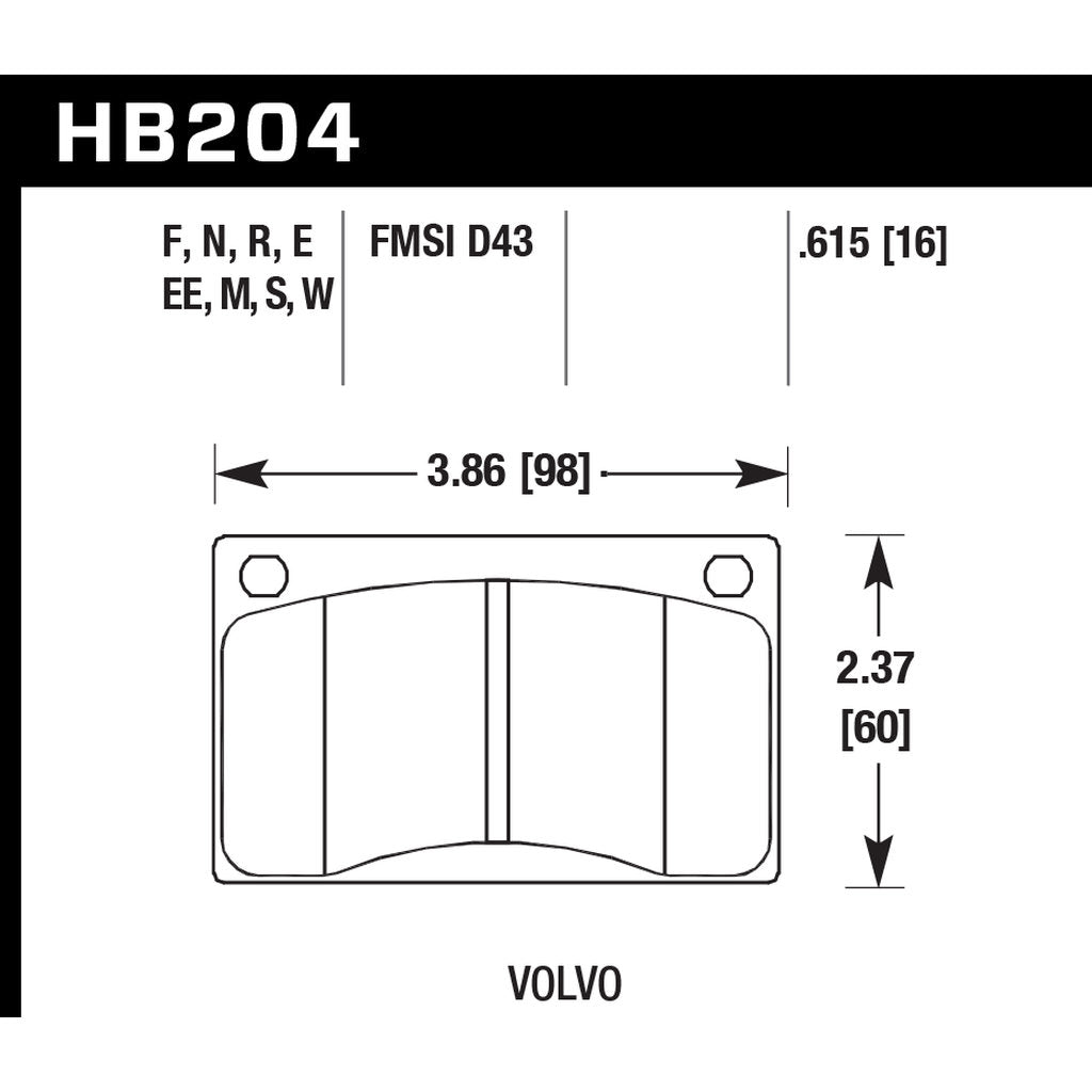 HAWK HB204W.615 Brake Pads DTC-30 Photo-2