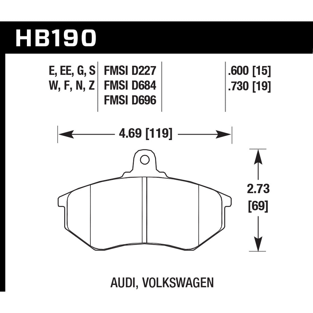 HAWK HB190E.600 Brake Pads Blue 9012 (15 mm) Photo-2