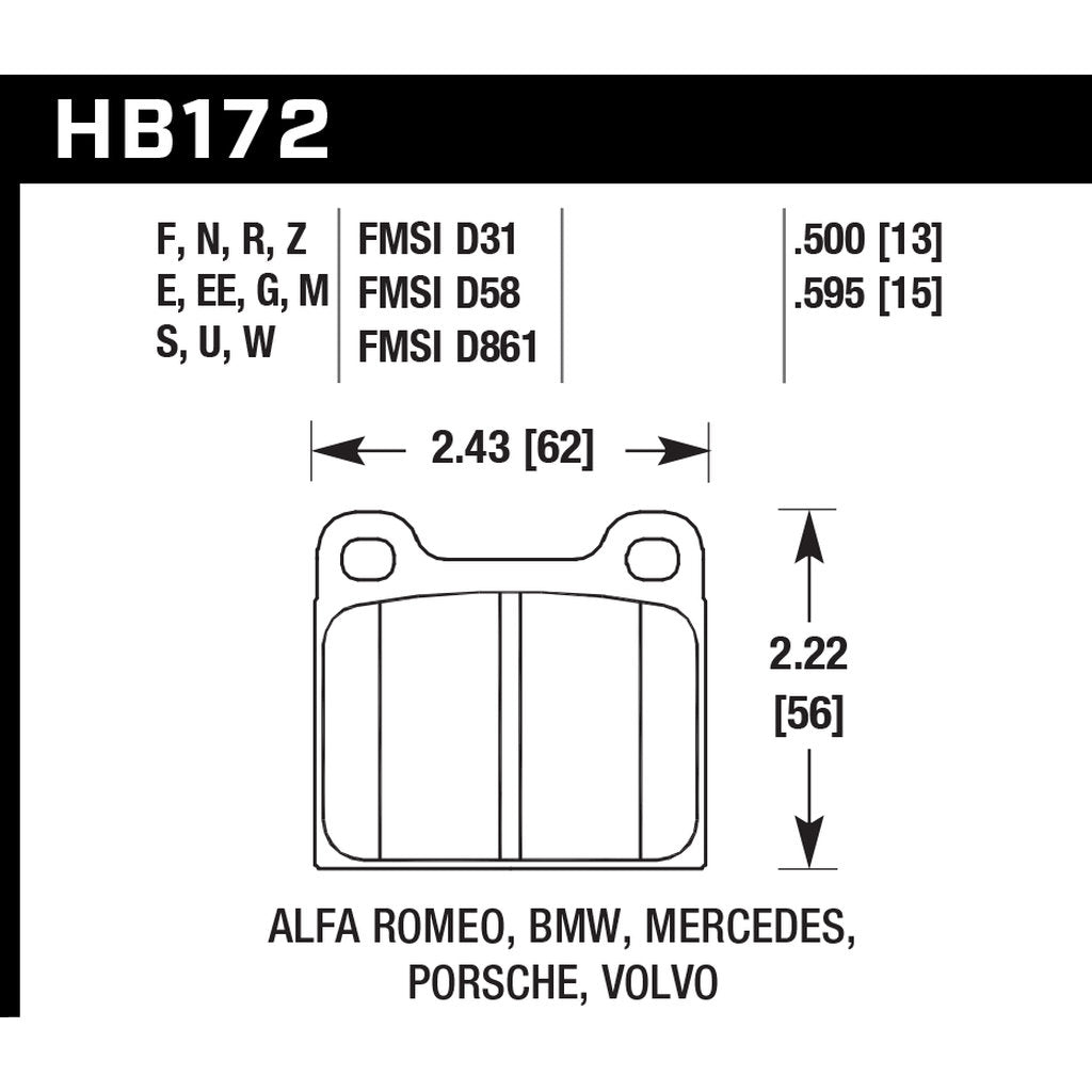 HAWK HB172E.595 Brake Pads Blue 9012 (15 mm) Photo-2