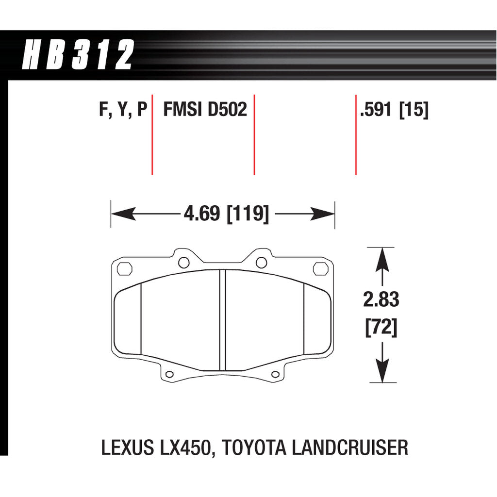 HAWK HB312F.591 Brake Pads HPS Photo-2