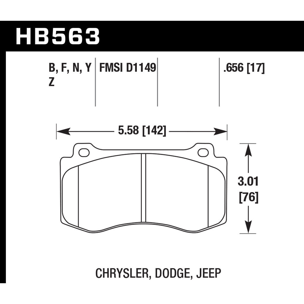 HAWK HB563B.656 Brake Pads HPS 5.0 Front DODGE Challenger SRT8/R/T Scat Pack Photo-2