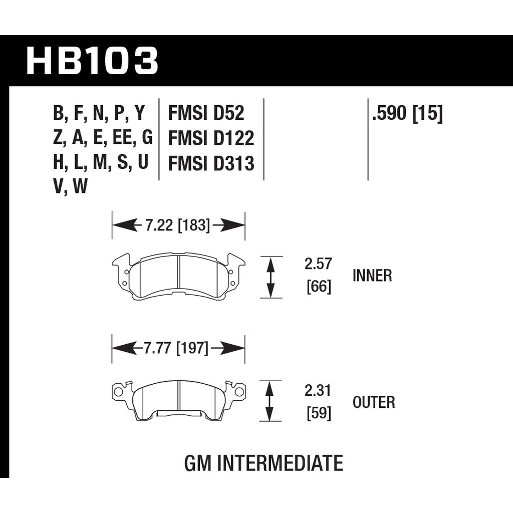 HAWK HB103W.590 Brake Pads DTC-30 (15 mm) Photo-2