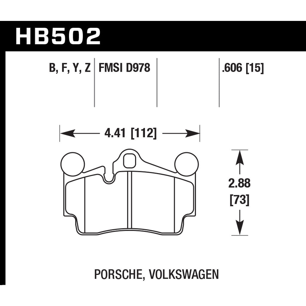 HAWK HB502Z.606 Brake Pads Perf. Ceramic Rear AUDI Q7/PORSCHE Cayenne GTS/VW Touareg Photo-2