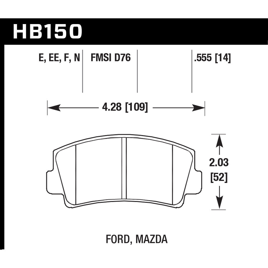 HAWK HB150N.555 Brake Pads HP Plus Front MAZDA RX-7 79-85 Photo-2