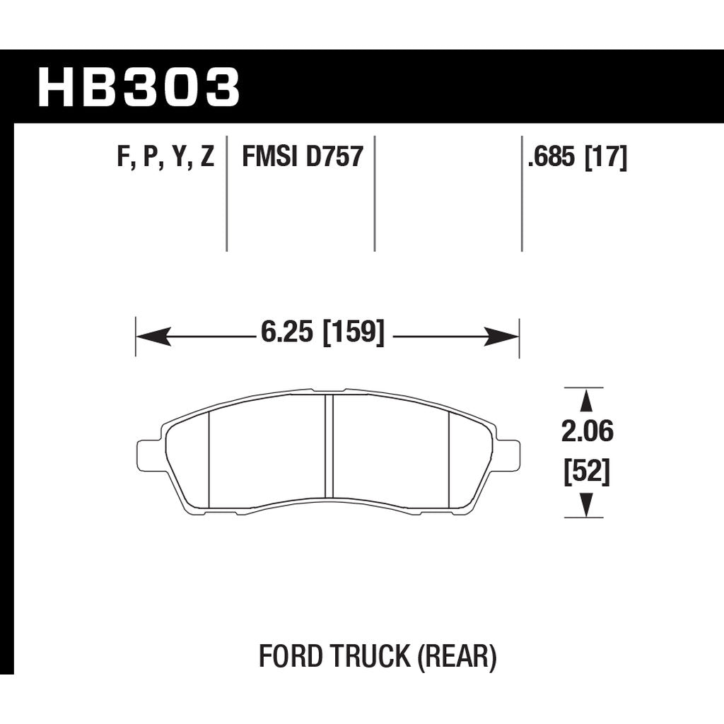 HAWK HB303Y.685 Brake Pads LTS Rear FORD F-250 Super Duty/F-350 Super Duty Pickups Photo-2