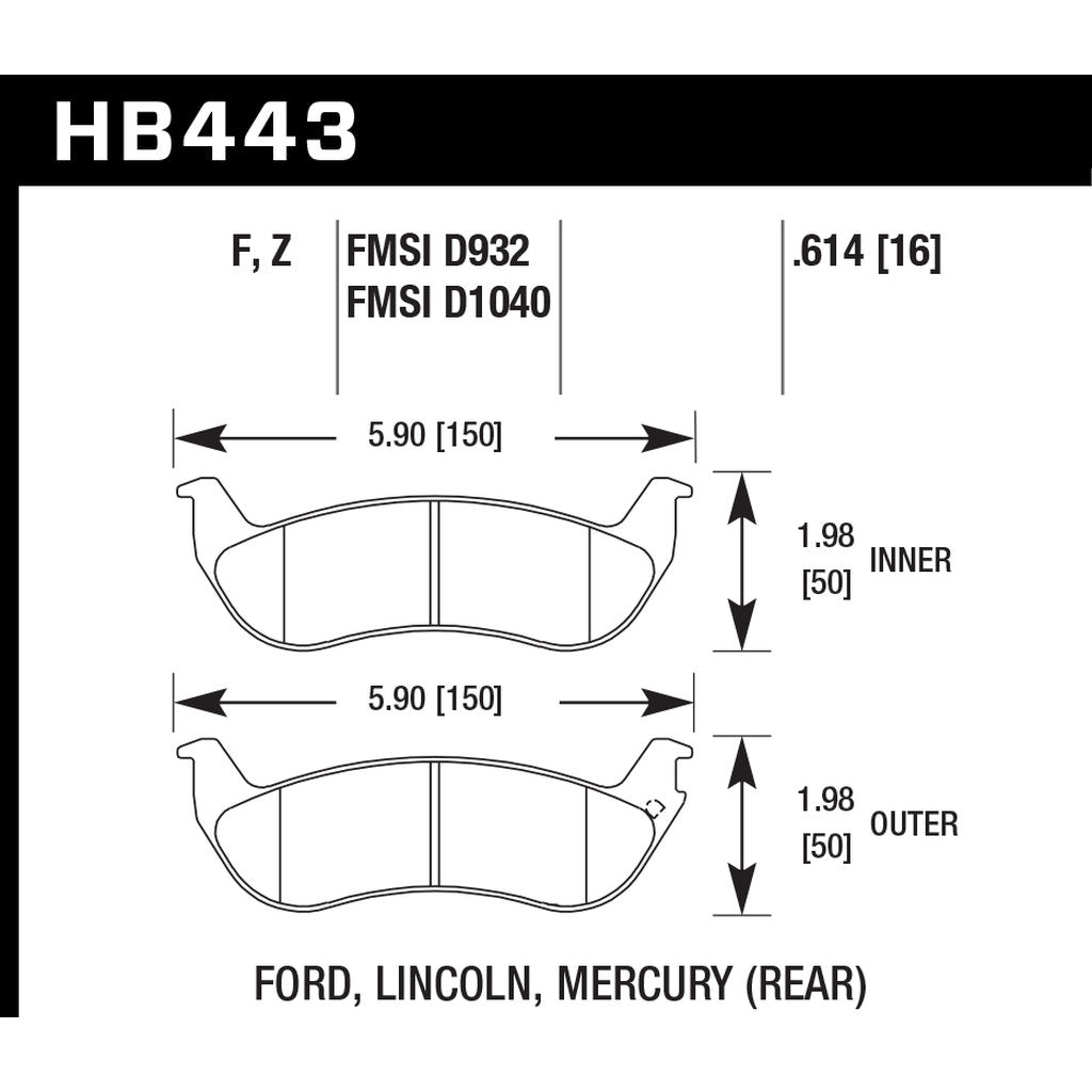 HAWK HB443F.614 Brake Pads HPS Photo-2