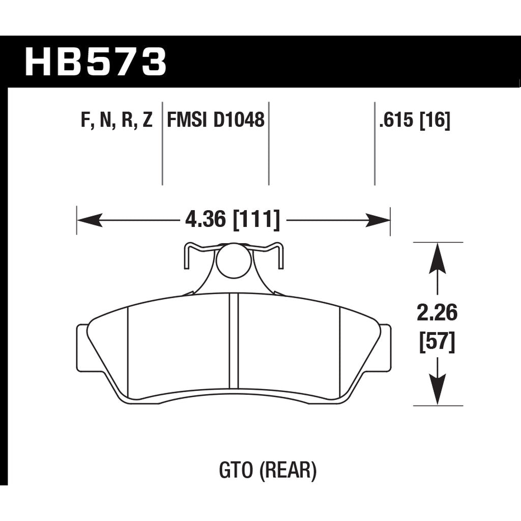 HAWK HB573Z.615 Brake Pads Perf. Ceramic Rear PONTIAC GTO Photo-2