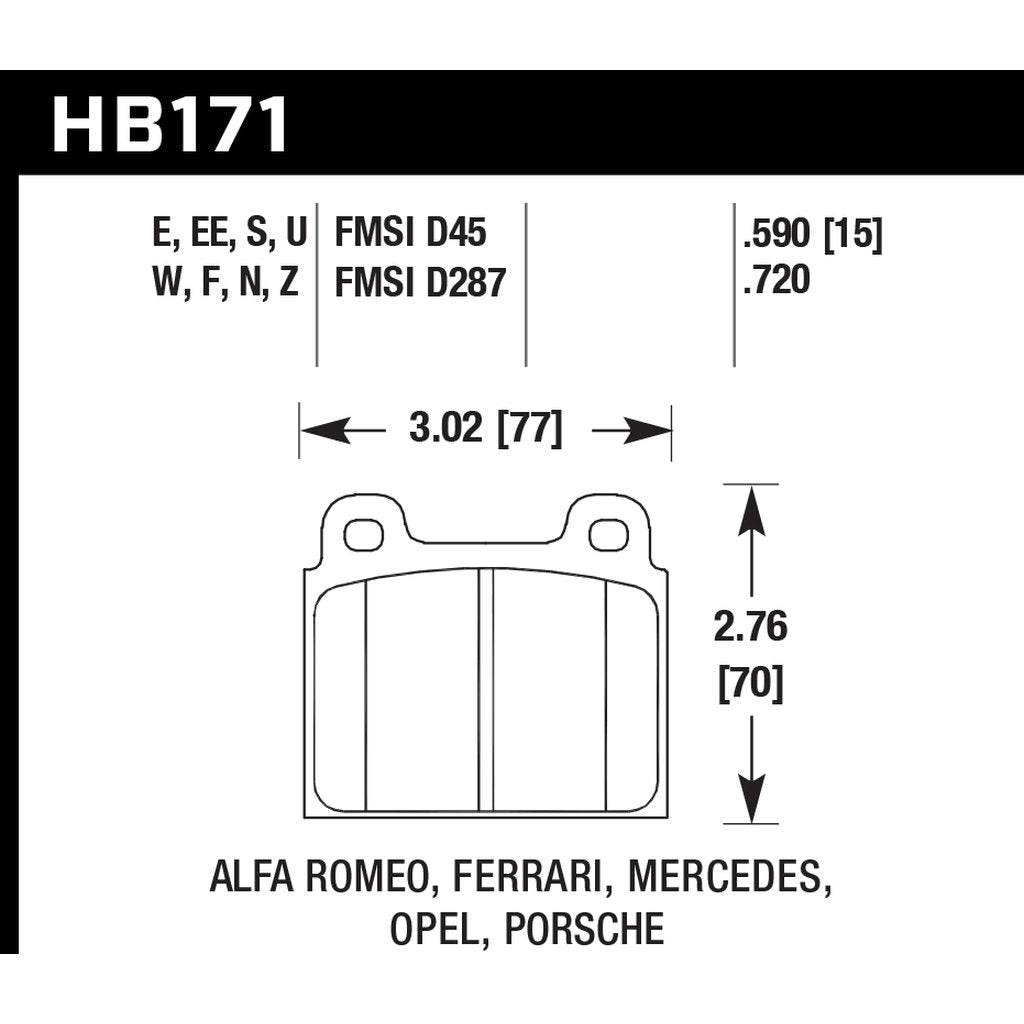 HAWK HB171E.590 Brake Pads Blue 9012 (15 mm) Photo-2